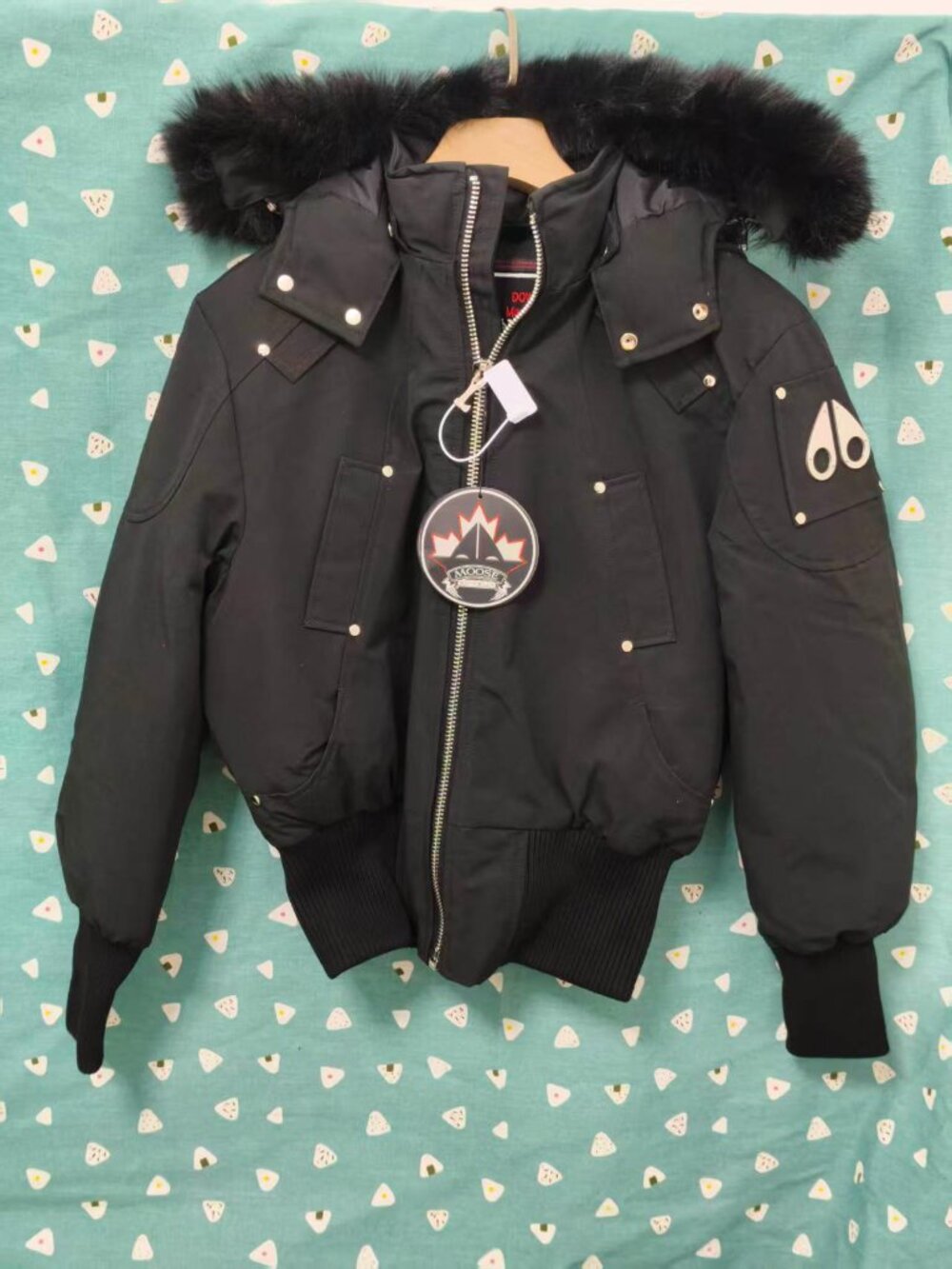 Moose Knuckles Unisex Black Fur Hood Down Bomber Jacket 2XL